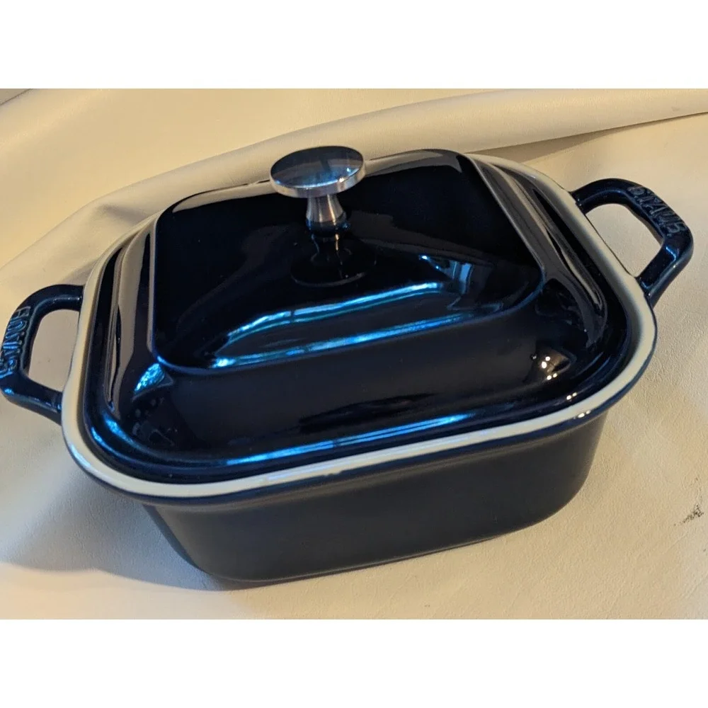 Staub Ceramic Square Covered Baking Dish Dark Blue 9 X 9 In Microwave Oven Safe
